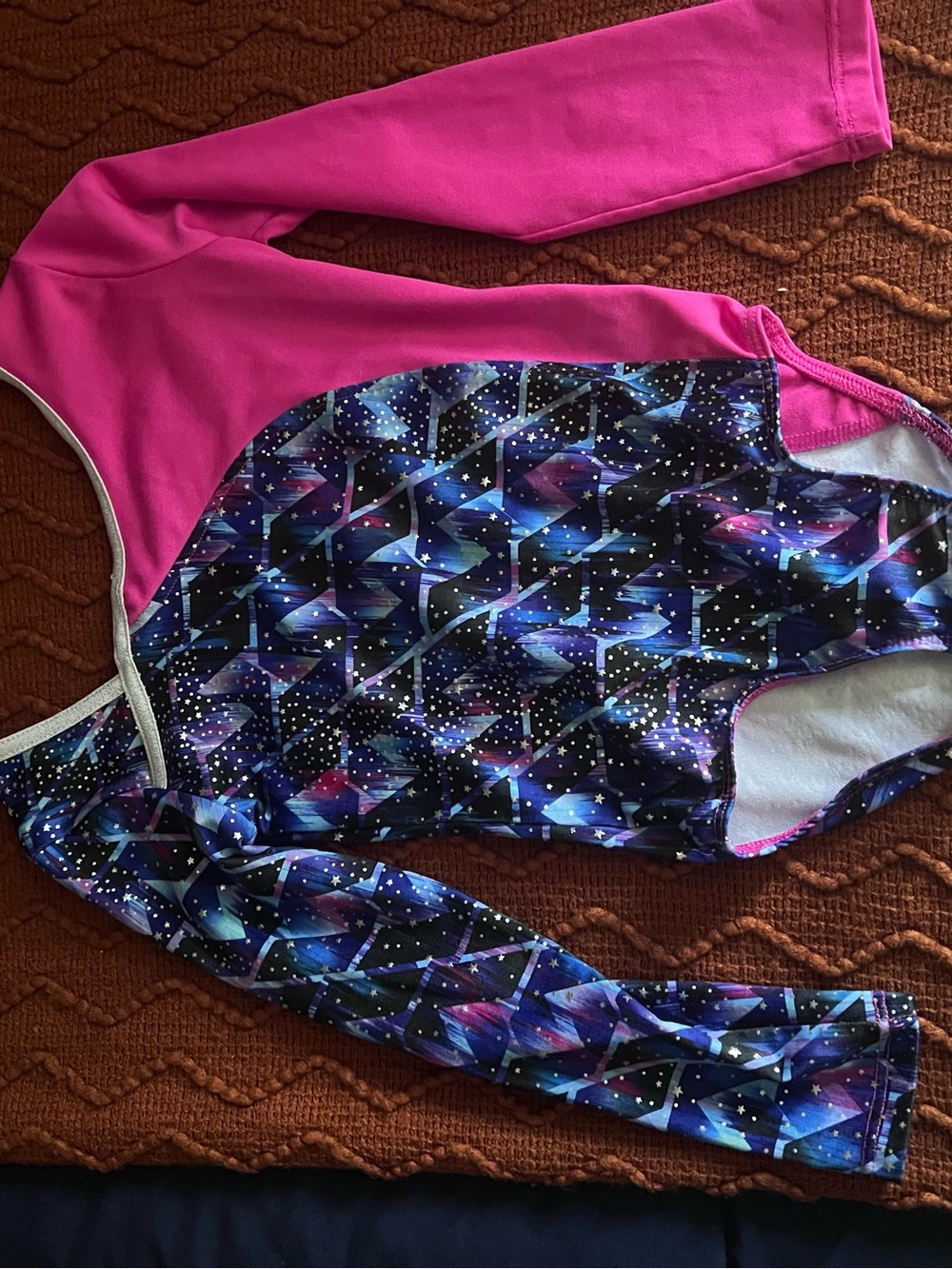 Danskin Girls' Long Sleeve Rashguard - Pink & Galaxy Pattern